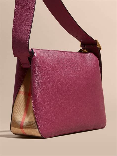 burberry buckle detail leather and house check crossbody bag|burberry check note crossbody.